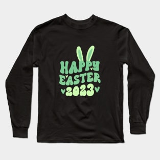 Happy Easter 2023 Bunny Ears Green Long Sleeve T-Shirt